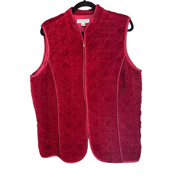 Coldwater Creek Women's Red Spiral Embroidered Cotton Vest Size 1X Plus - Picture 2 of 8